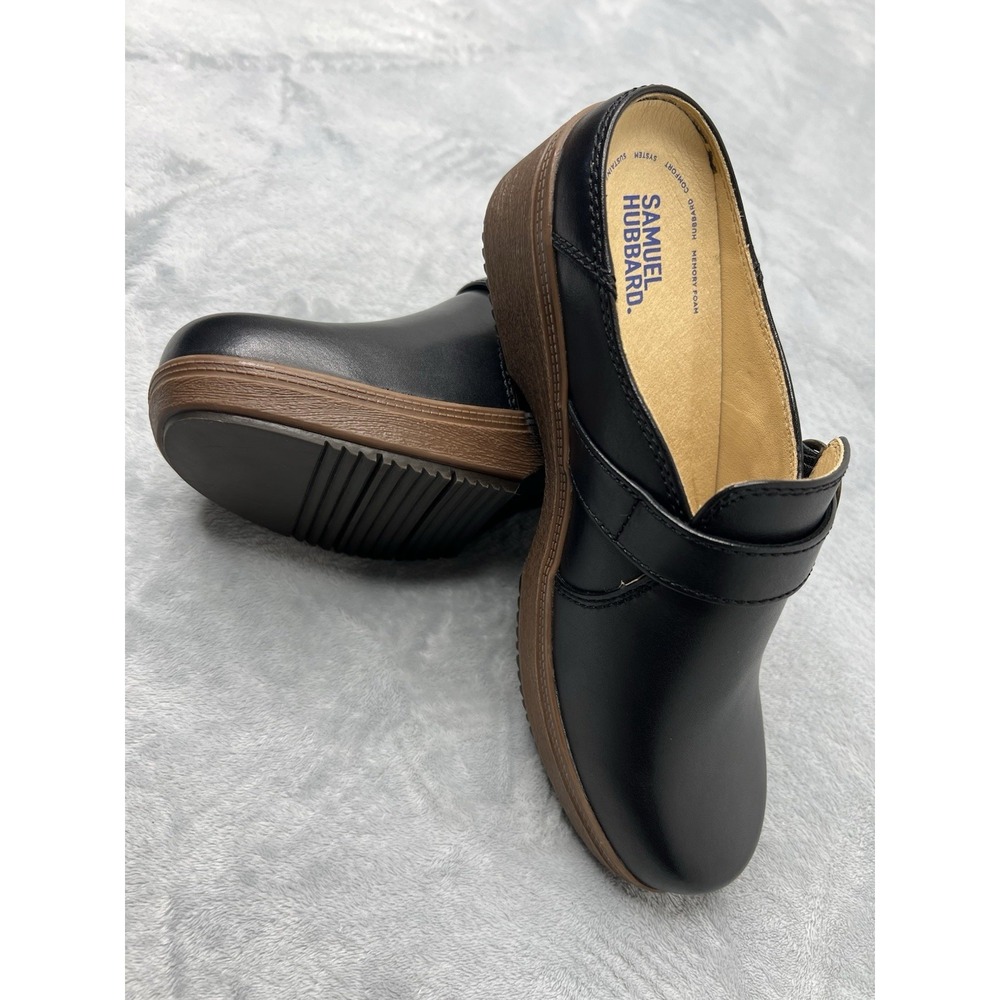 NEW Samuel Hubbard Leather Comfort Clogs Womens US 9/UK 7/EU 40 Black Slip On - Picture 6 of 10
